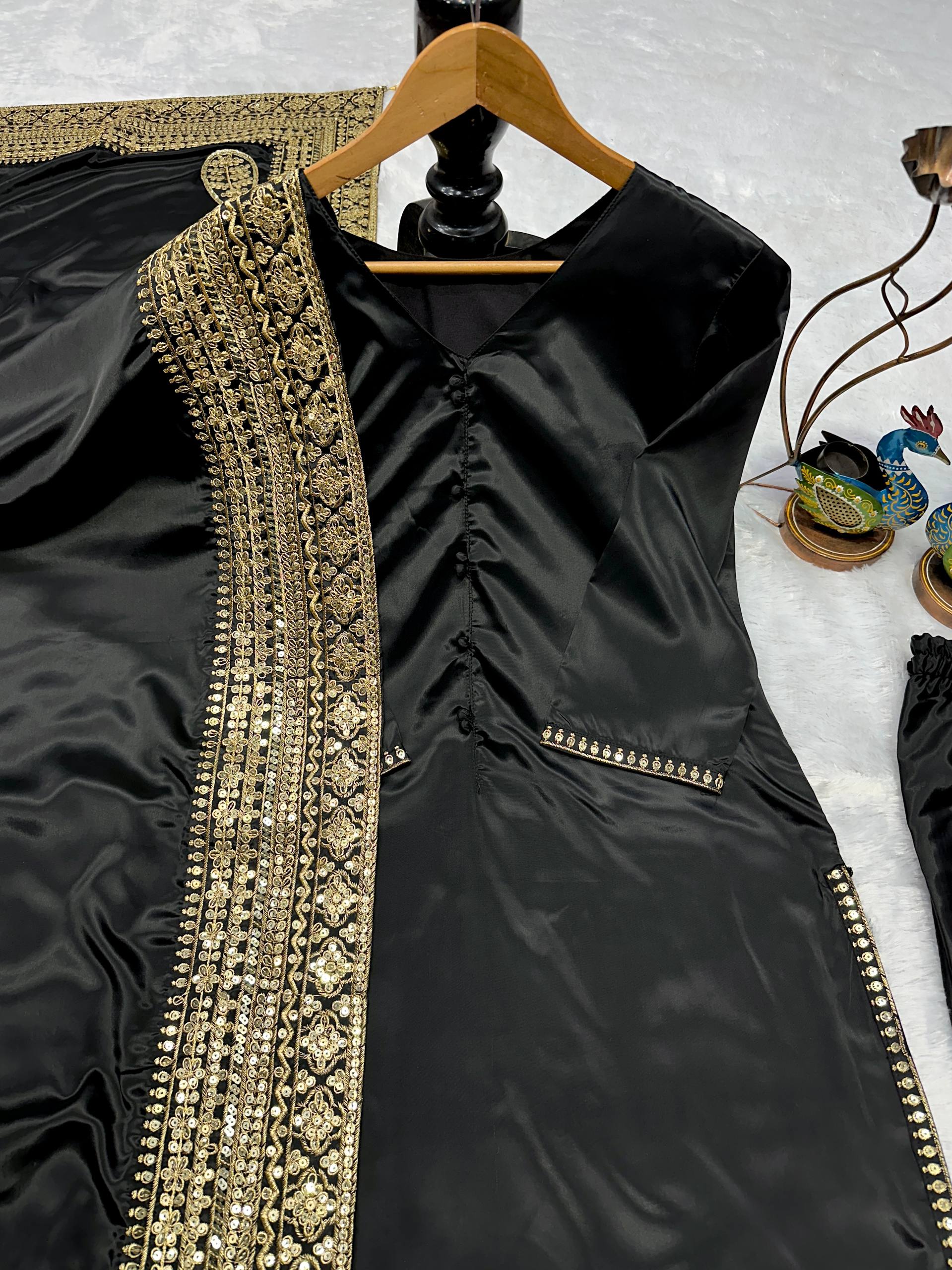 Regal Black & Bronze Embroidered Silhouette